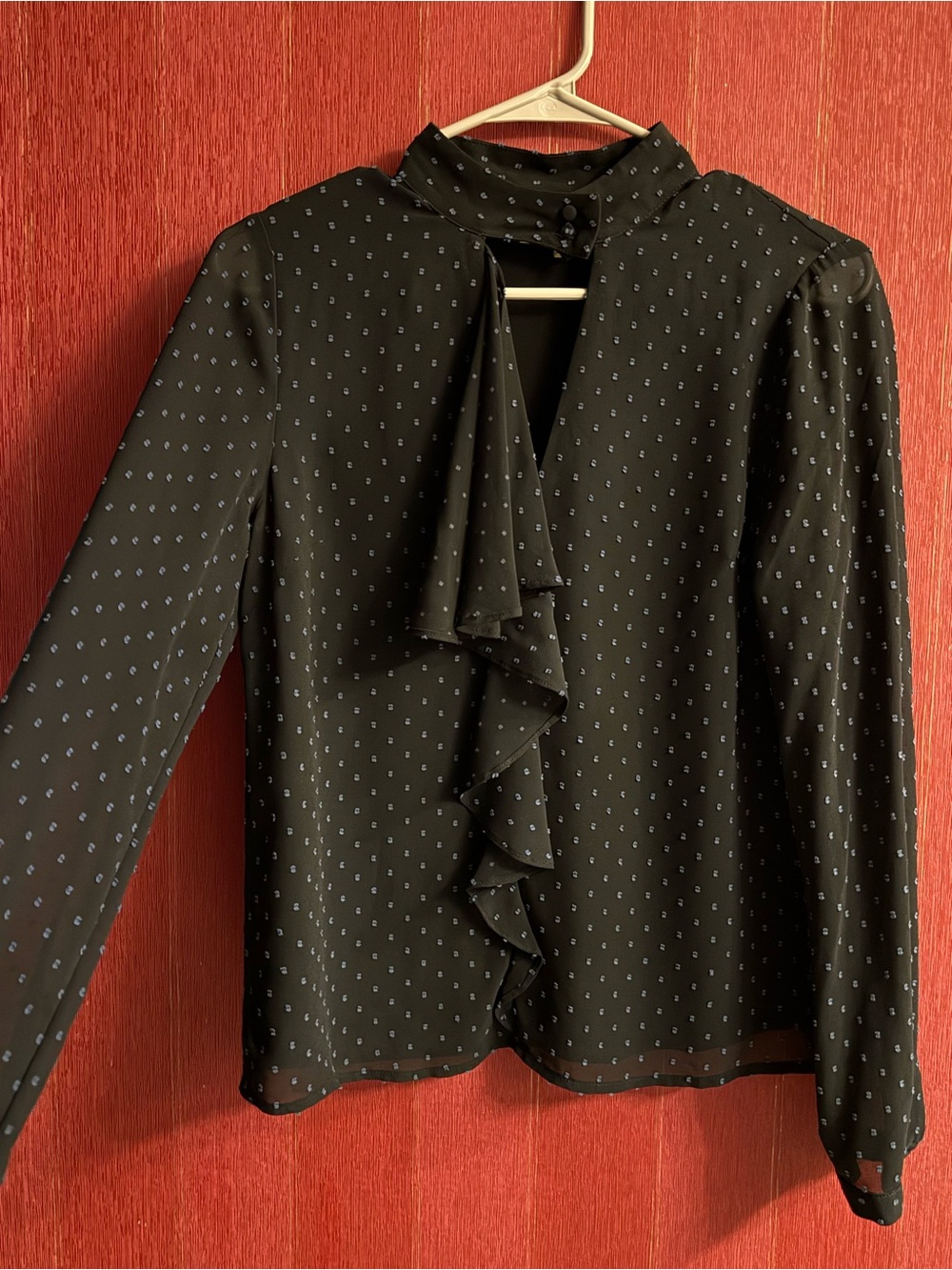 Black Ruffle Tie-Neck Blouse - Women